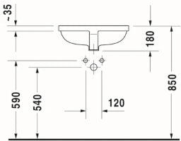 DURAVIT Duravit Starck 3 Einbau Waschtisch v.u. 490mm o.HL weiß – 0305490000