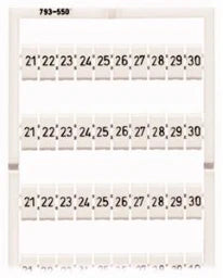 WAGO WMB-Beschriftungskarte weiß waagrecht bedruckt 21 ... 30 (10x) aufrastbar weiß – 793-5504