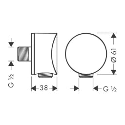 HANSGROHE HG Schlauchanschluss DN15 Fixfit S mit Rückflussverhinderer chrom – 26453000