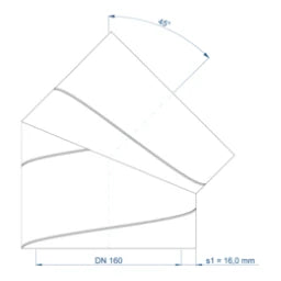 POLOPLAST PO ISO-Bogen POLO-KWL DN 160/45Grad – 03555