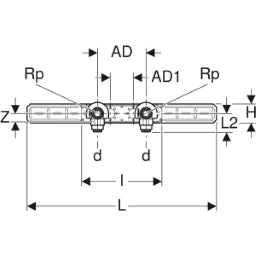 GEBERIT GE PushFit AnschlWinkel, vormont., ged. zweifach, d16mm x Rp1/2, Ad15,3cm MS – 650.300.00.1