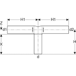 GEBERIT GE Silent-PP Doppelanschlussbogen 90 Gr. d50/46/46mm, lang – 390.289.14.1