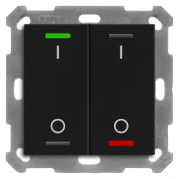 MDT KNX Taster Light 55 2-fach, RGBW, Temper atursensor, Schwarz matt, Schalten – BE-TAL55T206.B1