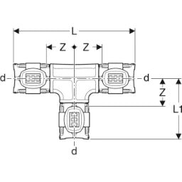 GEBERIT GE FlowFit T-Stueck egal PPSU 90 Gr. d20 x 20 x 20mm – 620.081.00.1
