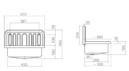 LAUFEN Laufen AGB Stahlform 510Ü weiß emaill. 51x36cm m.Kststumr.blau,m.ÜL,m.Abl.vent. – H551CL50001095