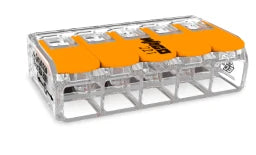 WAGO COMPACT Verbindungsdosenklemme 5-polig mit Hebeln, max. 6 mm², transparent – 221-615