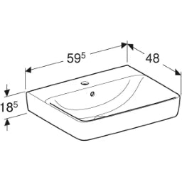 GEBERIT SANITAER Geberit Renova Plan WT 60x48cm weiß mit Hahnloch, mit Überlauf – 501.636.00.1