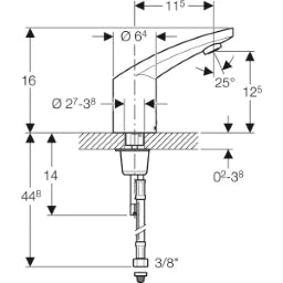 GEBERIT GE WT-Standarmatur Typ185 Netz mit Mischer und Griff – 116.155.21.1