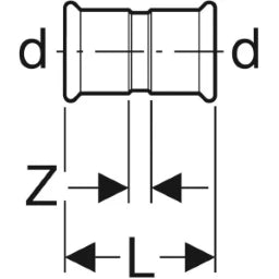 GEBERIT GE Mapress Edelstahl Muffe d22mm – 32004