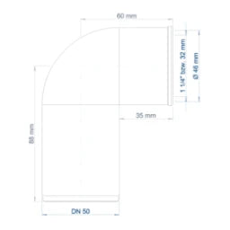 POLOPLAST PO Siphon-Anschlussknie POLO-KAL DN 50/40 (1 1/2") – 02364