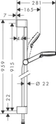 HANSGROHE HG Tica Brausenset Crometta Vario/Unica 900mm weiß/chrom – 26669400
