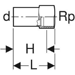 GEBERIT GE Mapress Edelstahl Uebergang mit Einschubende d35mm x Rp1/2, L6,9cm – 33850