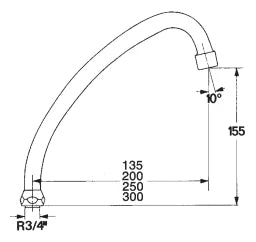 STROHM-MOFÉM ZRT. Teka Rohrauslauf 3/4" 200mm, chrom 18mm,flachdichtend – 1004181