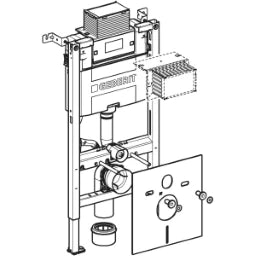 GEBERIT GE Duofix 2025 WC-Montageelem. Omega H98 Betaetigung von oben/vorne  – 111.038.00.2