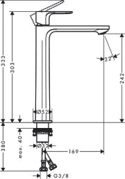 HANSGROHE HG Waschtischmischer Rebris E 240 CoolStart o.Zugstange chrom  – 72583000