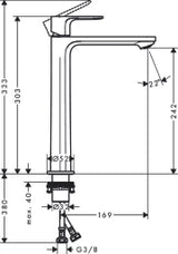 HANSGROHE HG Waschtischmischer Rebris E 240 CoolStart o.Zugstange chrom  – 72583000