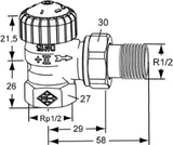 HEIMEIER Heimeier Thermostat-Ventilunterteil V-Exact II Eckform, 1/2"  – 3711-02.000