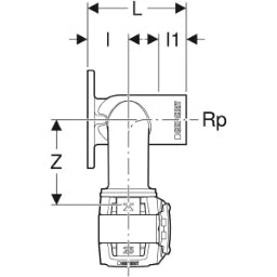 GEBERIT GE FlowFit Doppelanschlusswinkel IG RG+ d20 x Rp1/2 x d20mm   – 620.851.00.1