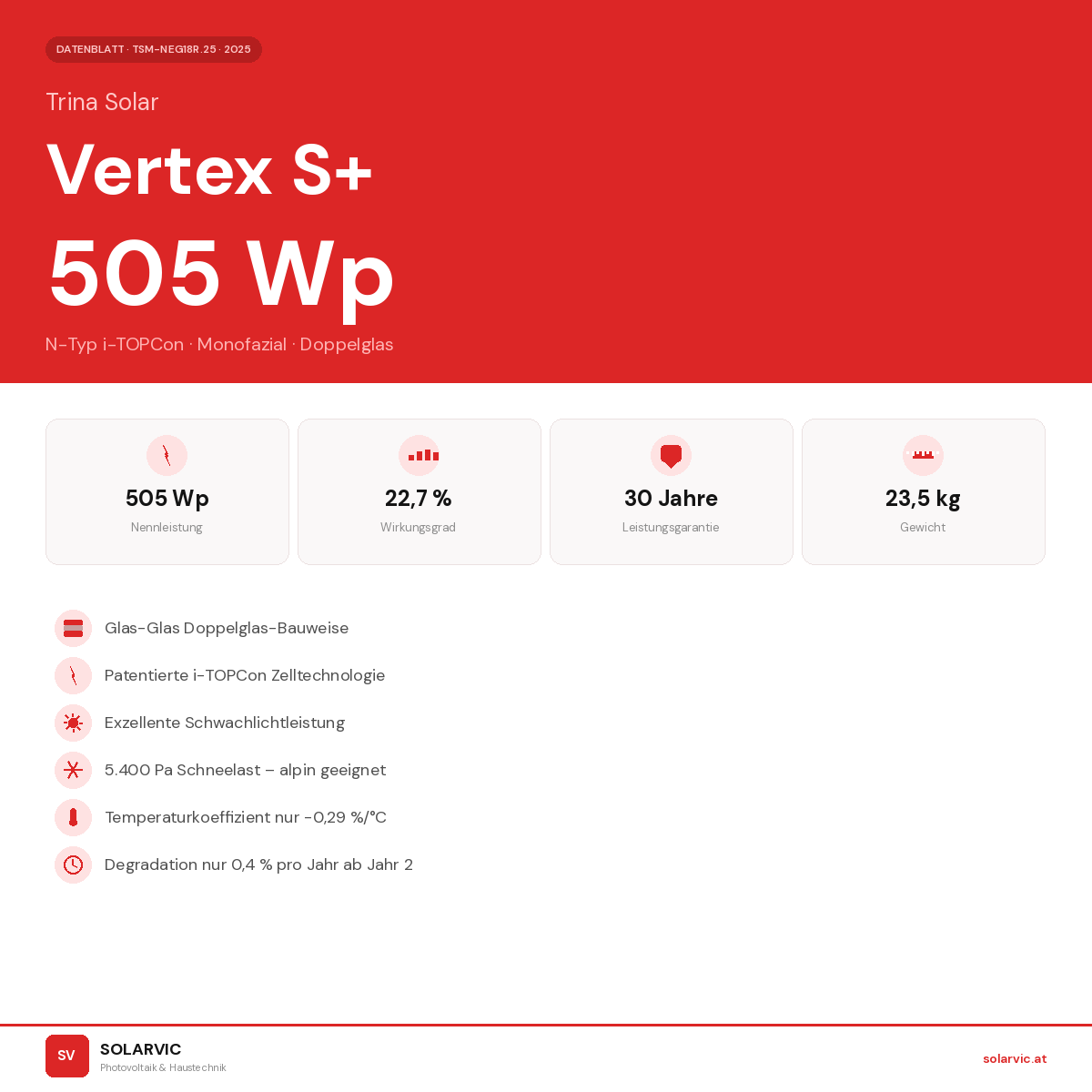 Solarmodul Trina Solar 505 Wp TSM-505NEG18R.25 VERTEX S+ Glas Glas Monofacial N-Typ i-TOPCon Full Black