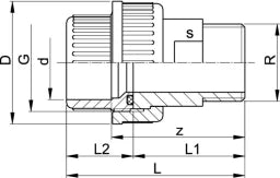 FISCHER GEORG GF Übergangsverschraubung PVC-U/1.4404 d 50x6/4" AG, Dichtung EPDM   – 721540710