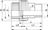 FISCHER GEORG GF Übergangsverschraubung PVC-U/1.4404 d 50x6/4" AG, Dichtung EPDM   – 721540710
