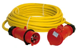 GIFAS CEE Verlängerungsleitung, 25m H07RN-F 5x 2,5 gelb,CEE Stecker + Kupplung  16A  – 108361