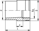 FISCHER GEORG GF Reduktionsnippel PVC-U d 40x1" IG   – 721910446