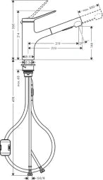 HANSGROHE HG Spültischmischer 150 Zesis M33 Ausziehbrause 2jet chrom  – 74800000