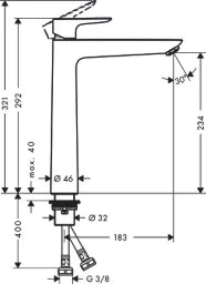 HANSGROHE HG Talis E Waschtischmischer ohne Ablaufgarnitur, chrom  – 71717000