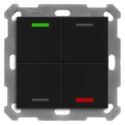 MDT KNX Taster Light 55 4-fach, RGBW, Temper atursensor, Schwarz matt, Neutral  – BE-TAL55T406.01