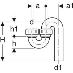 GEBERIT GE Siphon fuer Ausgussbecken d50/50mm, Ein- und Auslauf senkrecht,   – 152.038.16.1