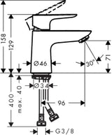 HANSGROHE HG Talis E Waschtischmischer ohne Ablaufgarnitur, chrom  – 71702000