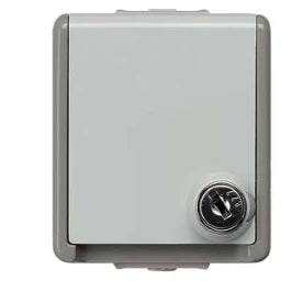 SIEMENS Schuko-Steckdose abschließbar DELTA fläche IP44 AP dunkelgrau/hellgrau   – 5UB4714