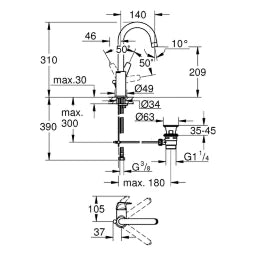 GROHE Grohe EH-Waschtischbatterie BauFlow 23753 L-Size chrom  – 23 753 000