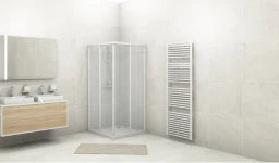 DUKA Largo Eckeinstieg Schiebetür 2-teilig komplett, 800x800x1900,silber matt,Acryl  – MEK2800190SILA9