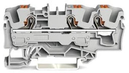 WAGO 3-Leiter-Durchgangsklemme mit Drücker 6 mm², grau   – 2206-1301