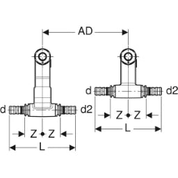 GEBERIT GE Mepla Sockelleistenanschluss-Set d20mm mit Eurokonus  – 612.361.22.7