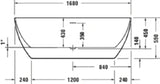 DURAVIT Duravit DuraKanto BW 1700x800mm weiß, Sanitäracryl, oval, freistehend  – 700561000000000
