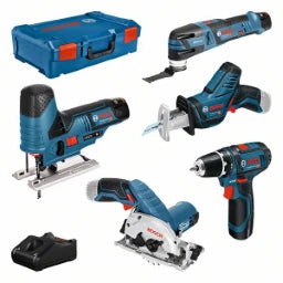 BOSCH POWER TOOLS Combo Kit 5 tool kit 12V: GSR, GST,  GOP , GKS, GSA, 3x GBA 3.0Ah, GAL, XL-BOXX  – 0 615 A00 17C