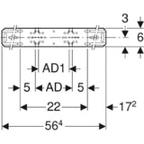 GEBERIT GE Mepla Montageplatte abgesetzt zweifach, AD10 und 12cm   – 601.731.00.1