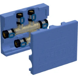 GEBERIT GE FlowFit Kreuzungs-T-Stk. SiBr d25 x 16 x 25mm, mit Daemmbox   – 619.312.00.1