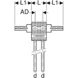 GEBERIT GE Mepla Therm Anschlussbox TypL d16mm, L= 10cm mit Befestigungsblech   – 611.263.00.1