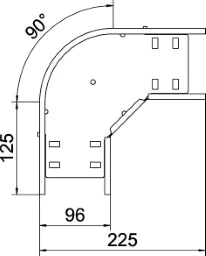 OBO Bogen 90° für Kabelrinne, horizontal 60x 100 Stahl bandverzinkt  – 6036560