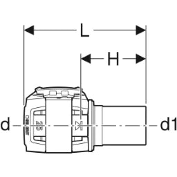 GEBERIT GE FlowFit Uebergang Mapress Edelstahl mit Einschubende, d40 x 35mm   – 620.255.00.1