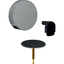 GEBERIT GE Fertigbauset Badewannenablauf, Split d52mm, mit Drehbet. u. Zulauf, sw matt  – 150.481.14.1