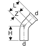 GEBERIT GE Mapress Kupfer Bogen Einschubende 45 Gr. d18mm  – 60703