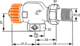 HEIMEIER Thermostat-Ventilunterteil DN15 (1/2") Eclipse, Axial, vernickelt  – 3930-02.000
