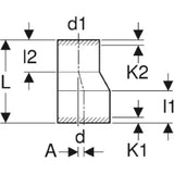 GEBERIT GE PE Reduktion lang exzentrisch d 125/110mm 368584   – 368.584.16.1