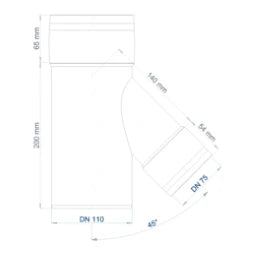 POLOPLAST PO Lüftungsabzweig mit Kondensatsperre POLO-KWL DN 110/75/45Grad   – 03628