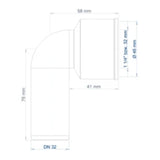 POLOPLAST PO Siphon-Anschlussknie POLO-KAL DN 32/32 (1 1/4")   – 02360